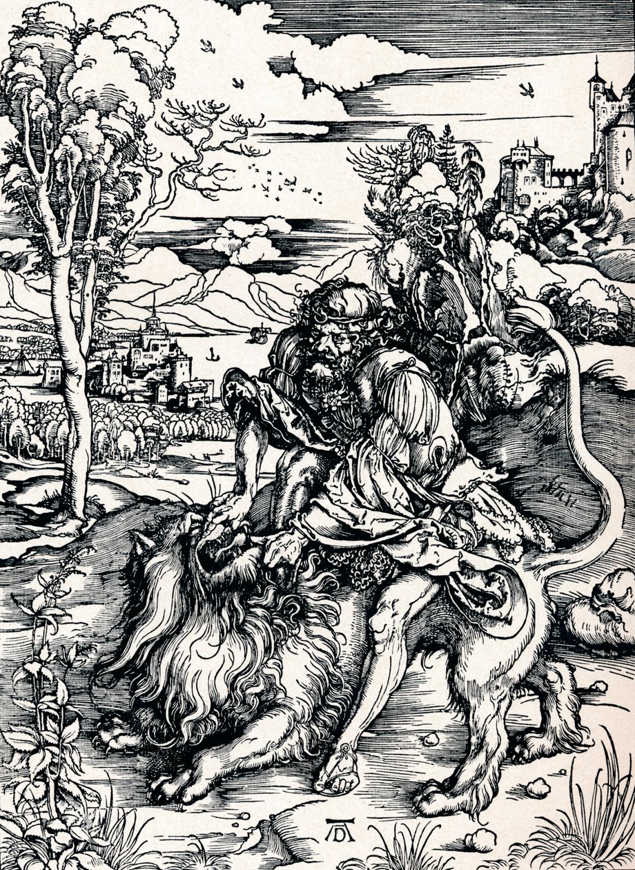 Simson zerreißt den Löwen von Albrecht Dürer