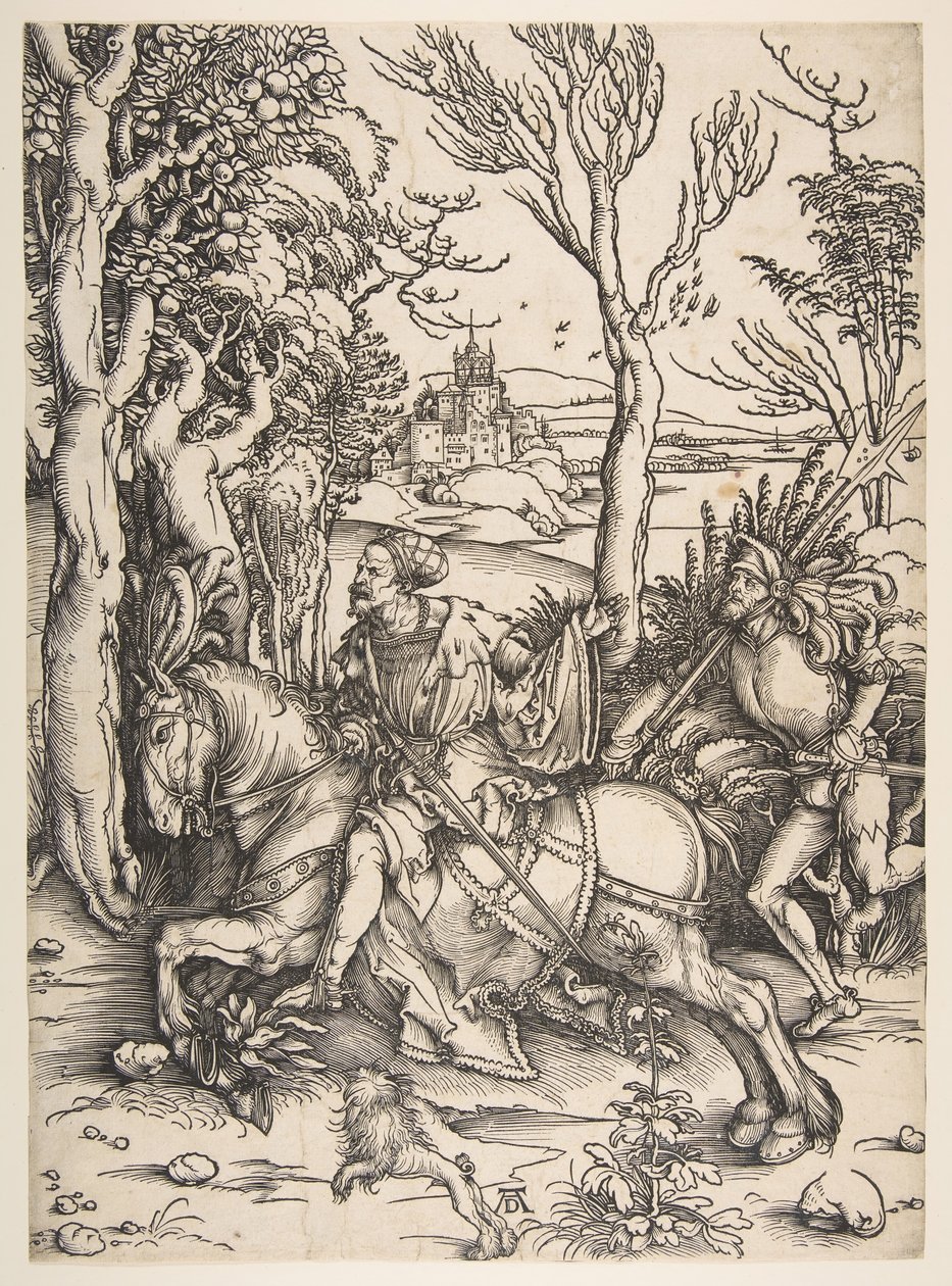 Der Ritter und der Mann in Rüstung von Albrecht Dürer