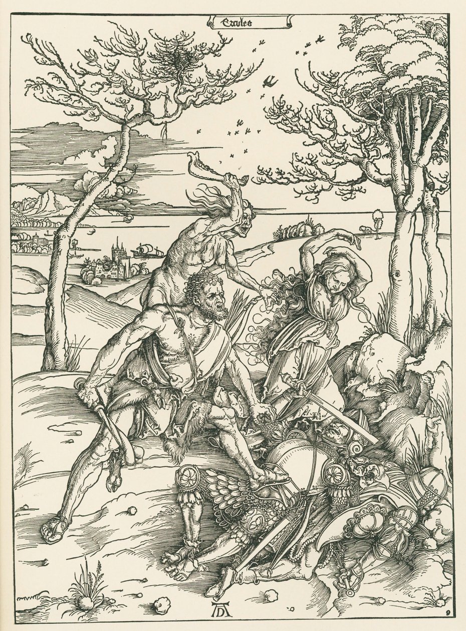 Herkules, um 1496 (Holzschnitt) von Albrecht Dürer or Duerer