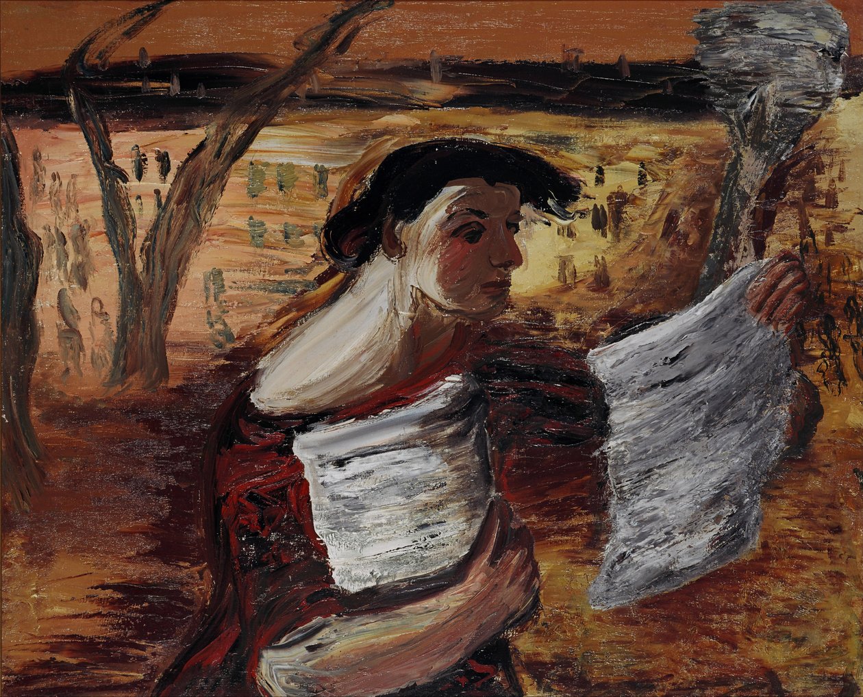 Frau mit Flugblättern, 1933 von Aleksandr Davidovic Drevin