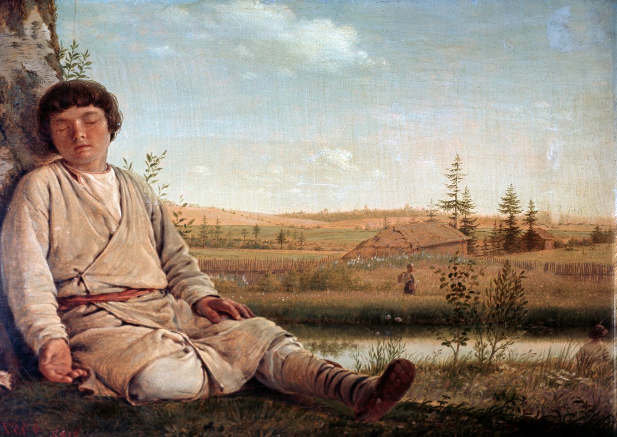 Schlafender Hirte von Aleksei Gavrilovich Venetsianov