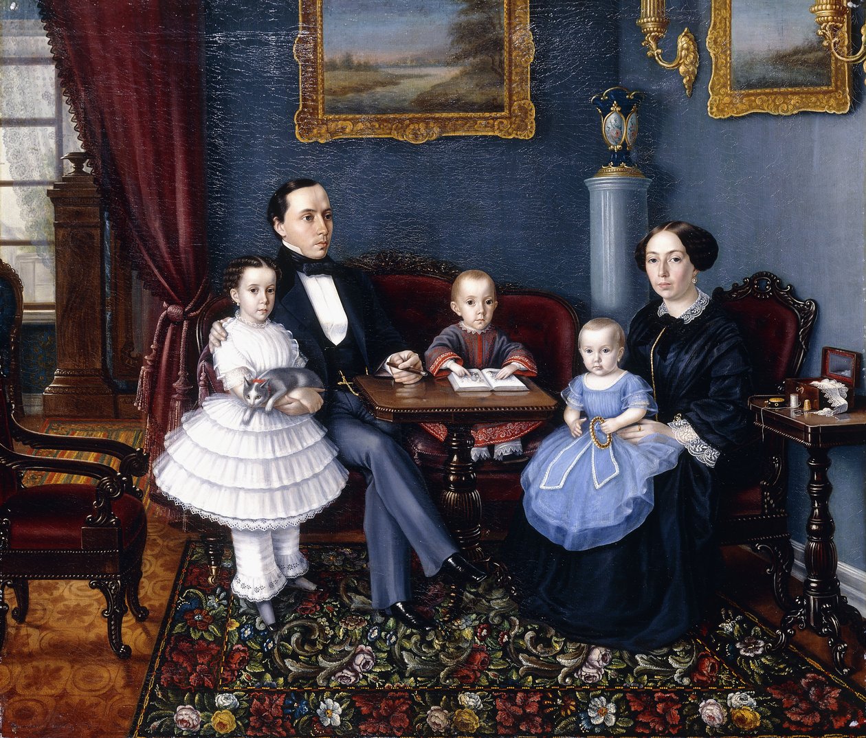 Porträt einer jungen Familie, 1855 von Aleksei Iagodnikov