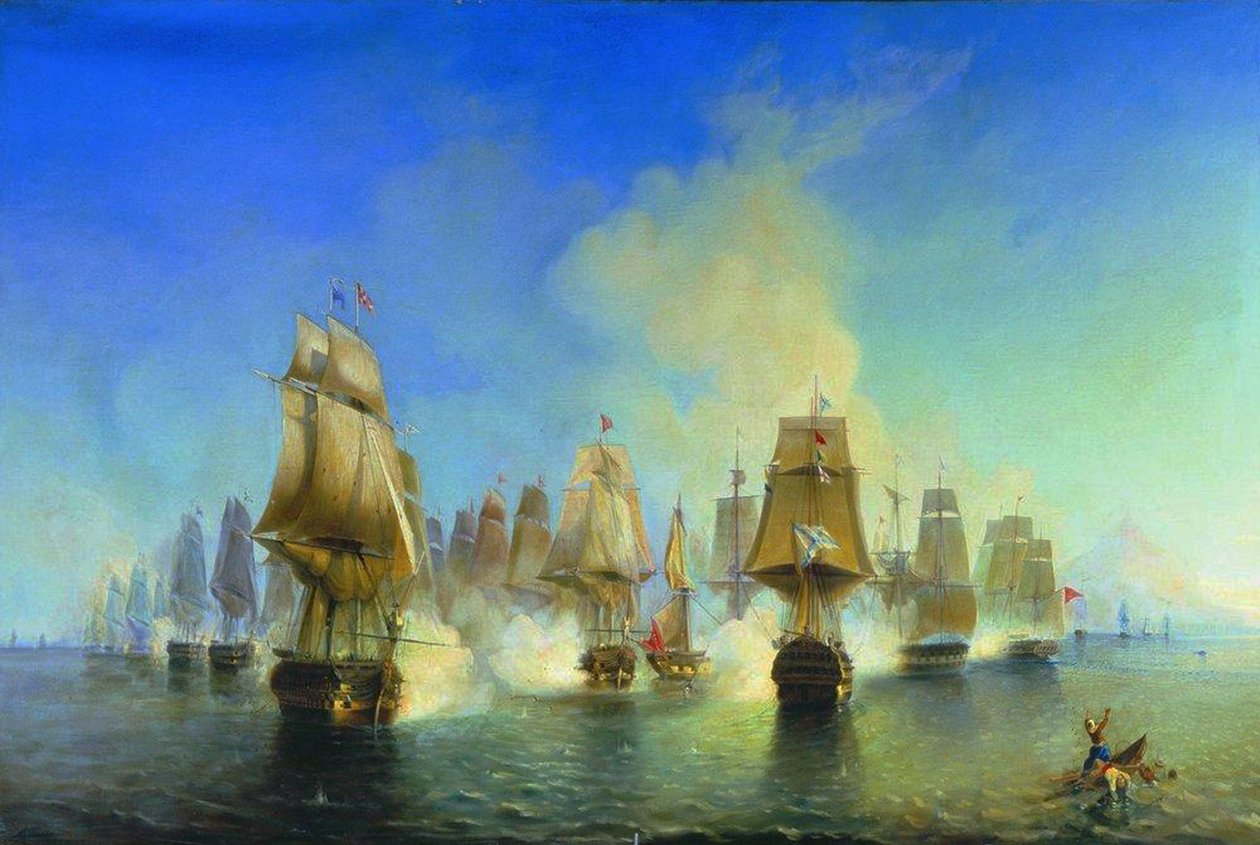 Die Seeschlacht von Athos von Aleksei Petrovich Bogolyubov