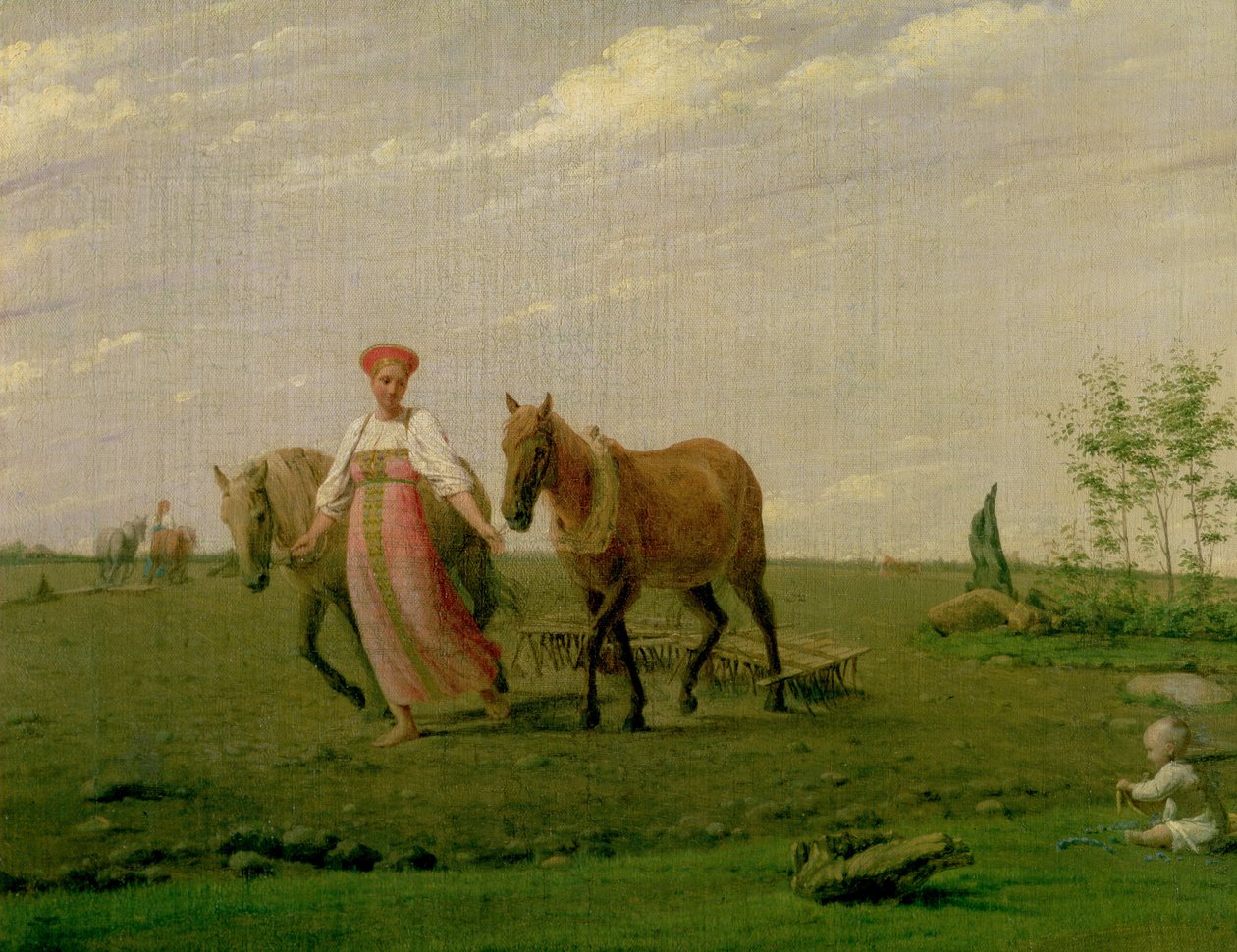 Pflügen im Frühling, 1820er Jahre von Aleksei Gavrilovich Venetsianov