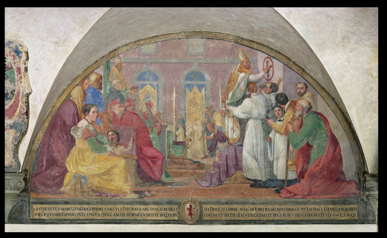 Papst Eugen IV. weiht das Kloster San Marco im Jahr 1442 von Alessandro Tiarini