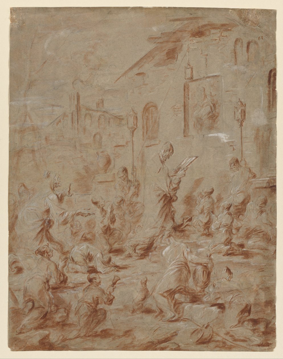 Anbeter an einem Straßenschrein, 1730-40 von Alessandro Magnasco