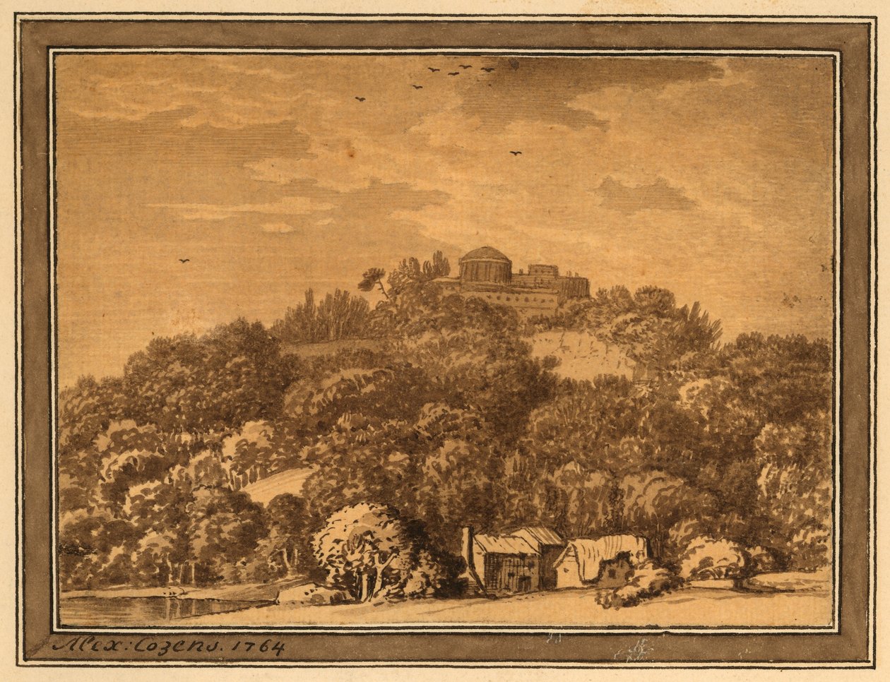 Landschaft mit Tempel, 1764 von Alexander Cozens