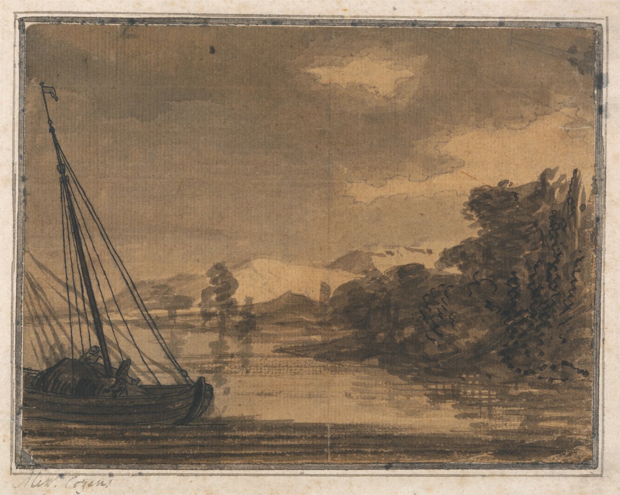 Fluss und Boot von Alexander Cozens