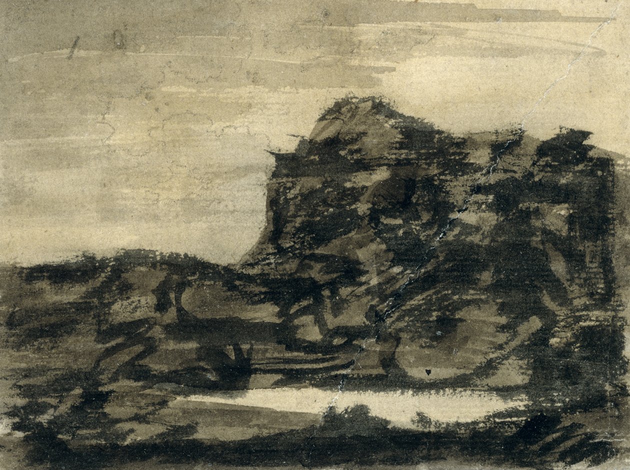 Der See am Fuße des Felsens von Alexander Cozens