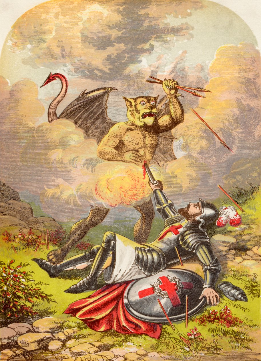 Christians Kampf mit Apollyon, aus Die Pilgerreise von John Bunyan, veröffentlicht ca. 1880 von Alexander Francis Lydon