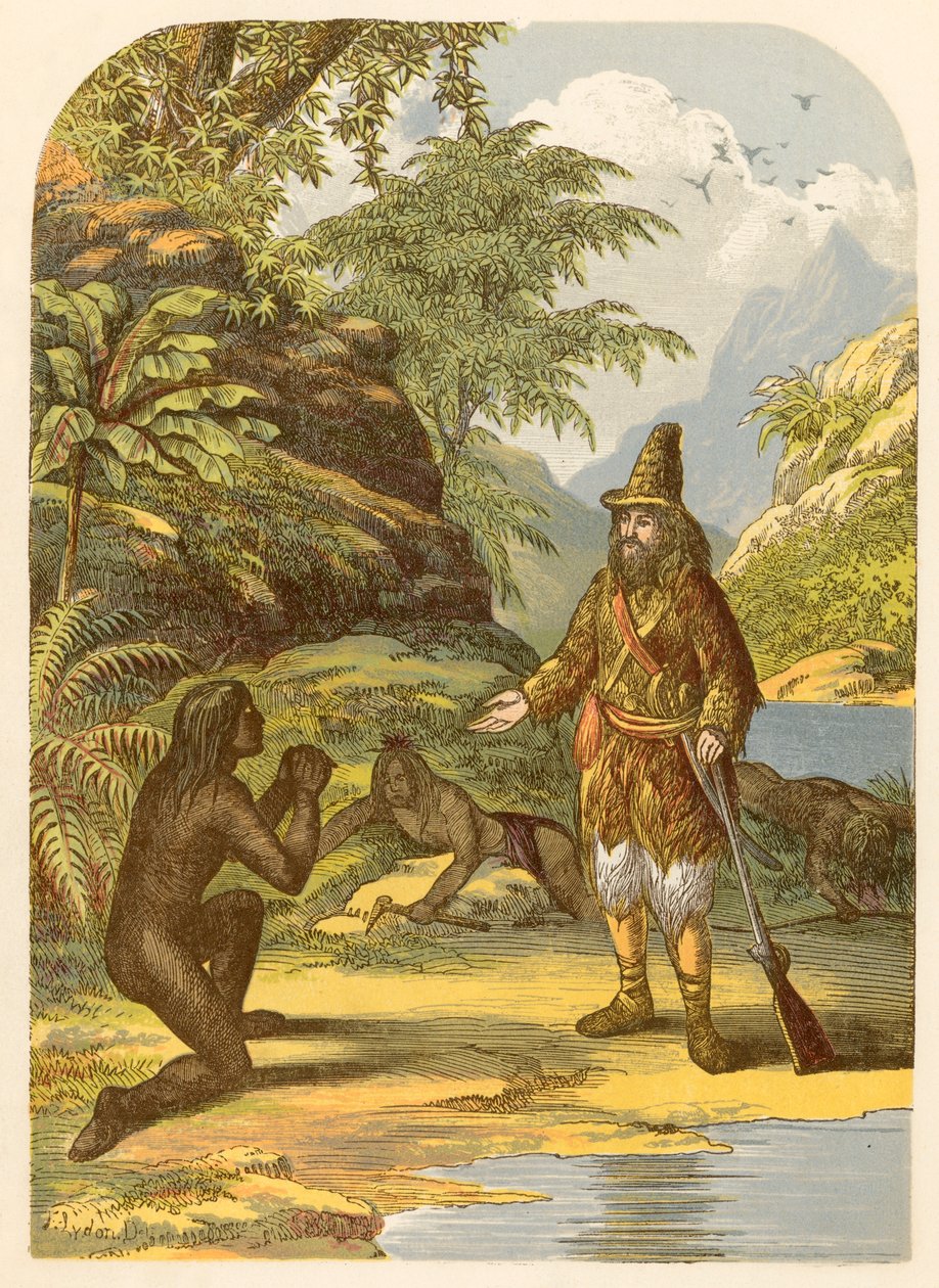 Robinson Crusoe rettet Freitag vor den Wilden von Alexander Francis Lydon