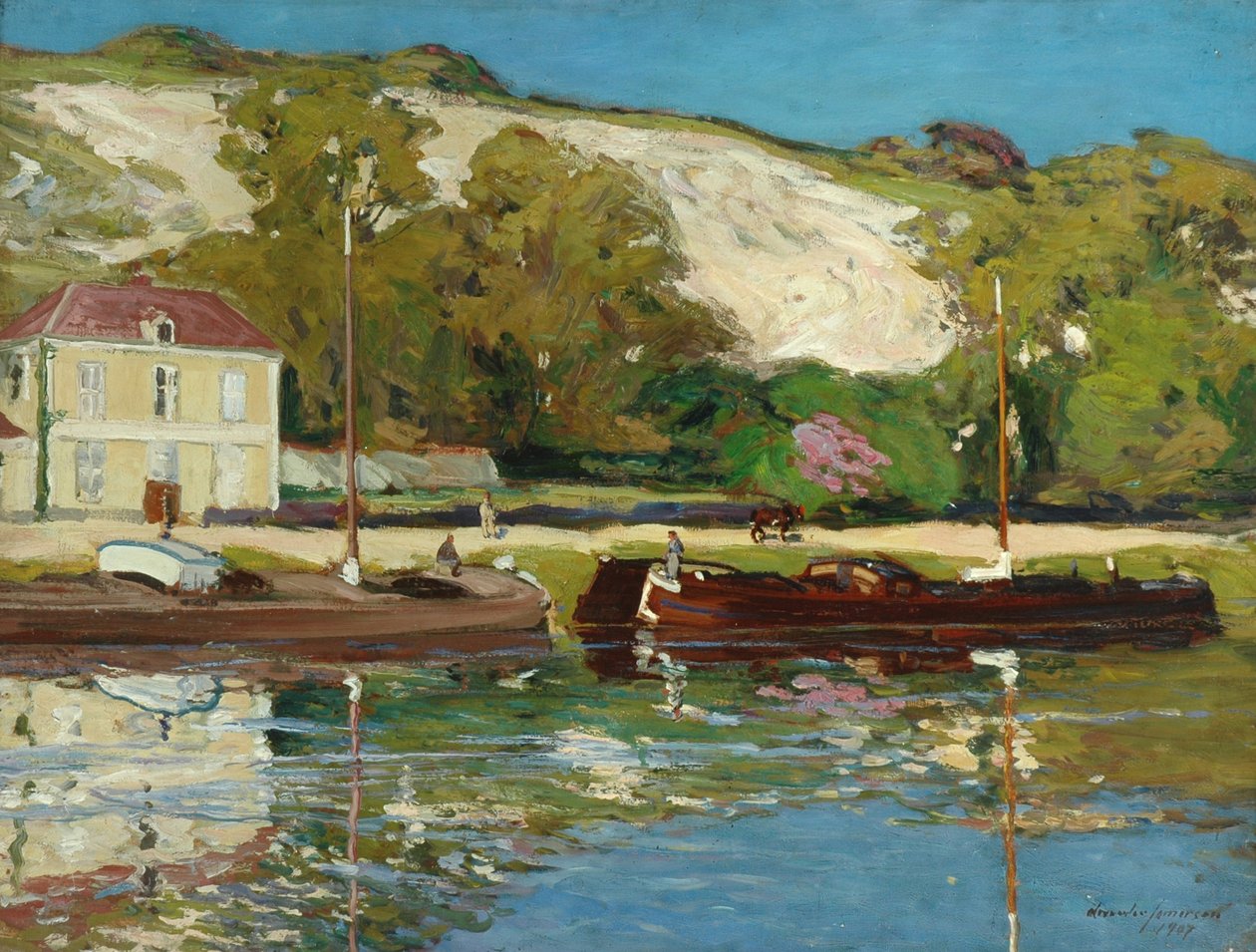 Lastkähne auf der Seine, 1907 von Alexander Jamieson