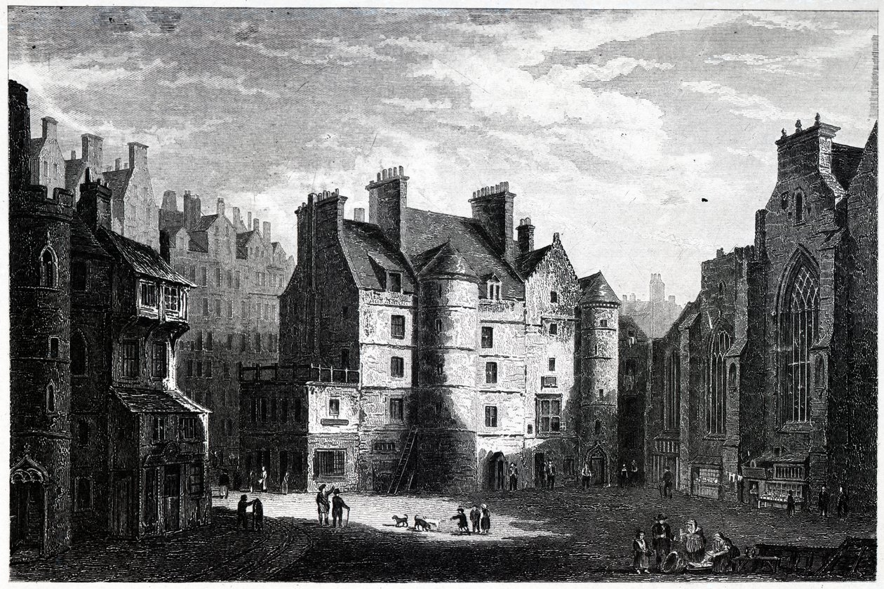 Altes Tolbooth, Edinburgh (graviert von Edward Finden) von Alexander Nasmyth