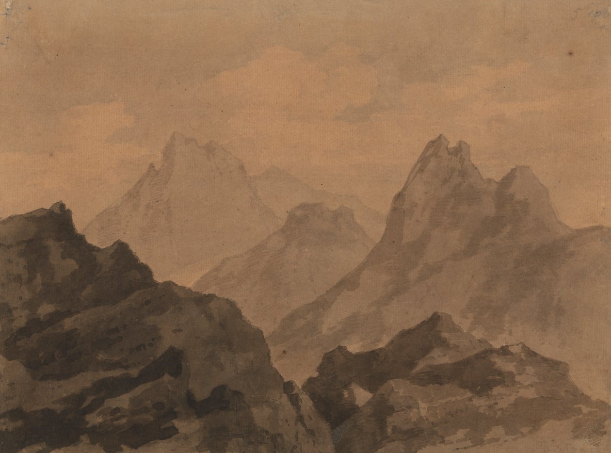 Berggipfel (Eine Bergstudie) von Alexander Cozens