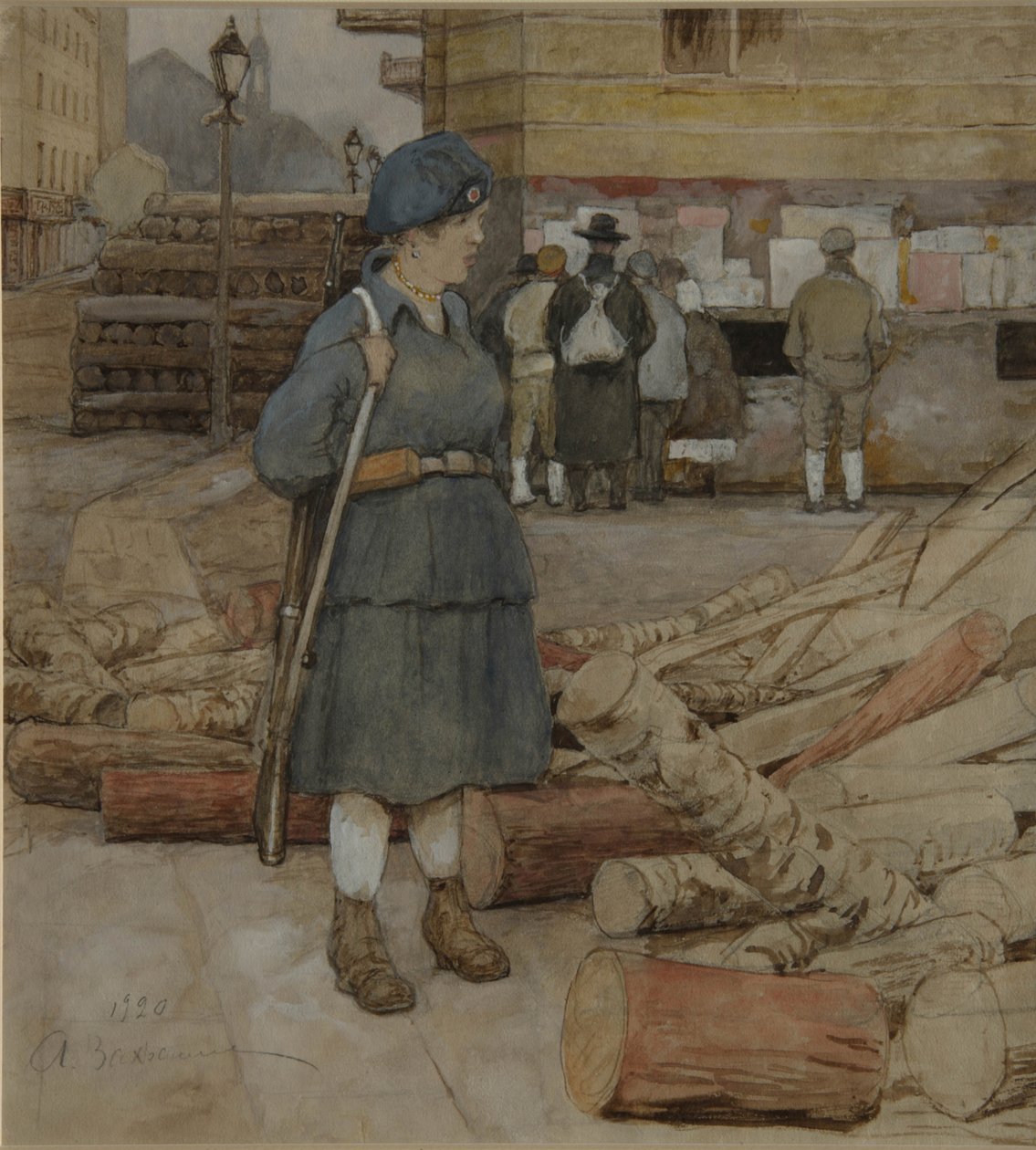 Eine Milizfrau, 1920 von Alexander Ivanovich Vakhrameyev