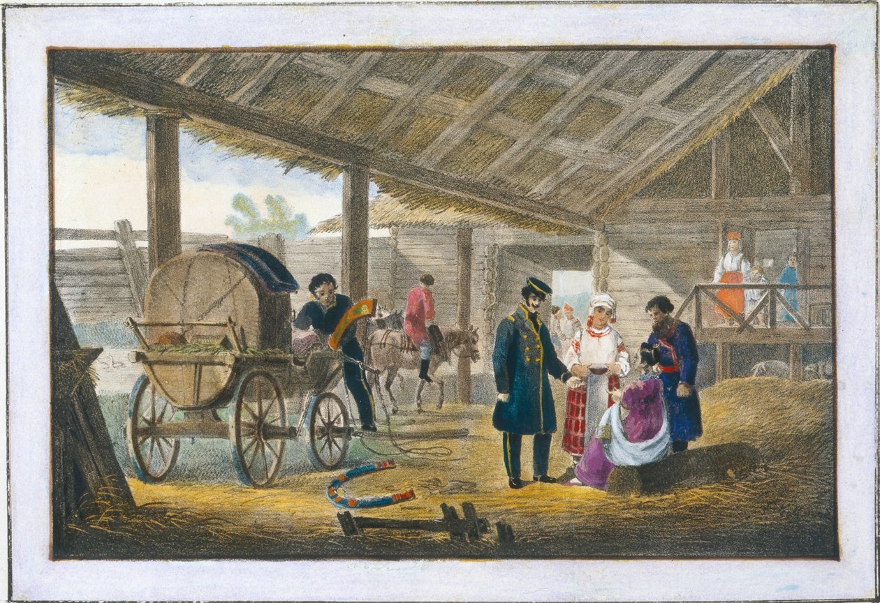 Das Gasthaus am Straßenrand, 1820 von Alexander Pluchart
