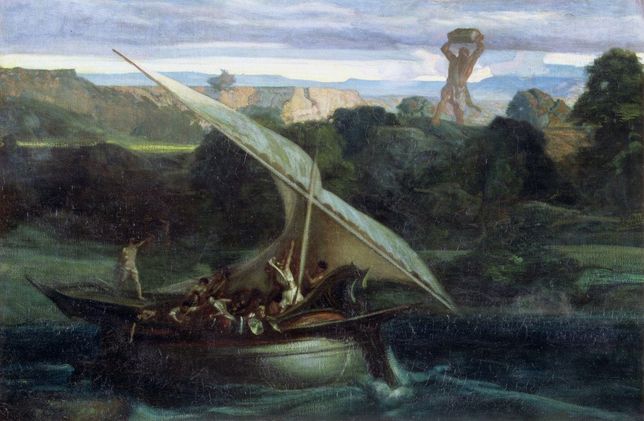Polyphem greift Seeleute in ihrem Boot an, 1855 von Alexandre Gabriel Decamps