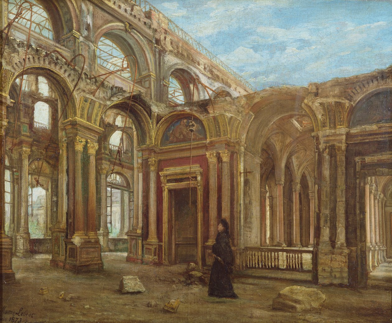 Die Tuilerien nach der Pariser Kommune, 1871 von Alexandre Marre Lebrett