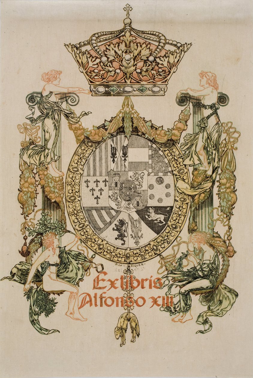 Buchplatte von Alfons XIII von Alexandre de Riquer