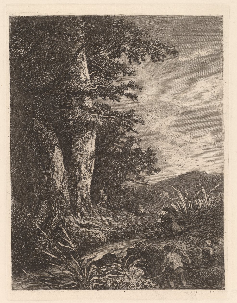 Hirsche an einem Bach von Alexandre Calame