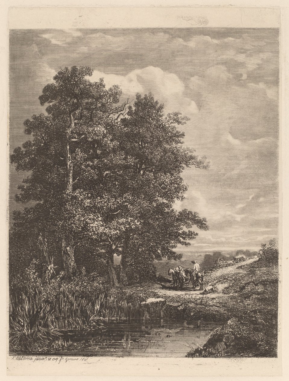 Reiter an einem Teich von Alexandre Calame