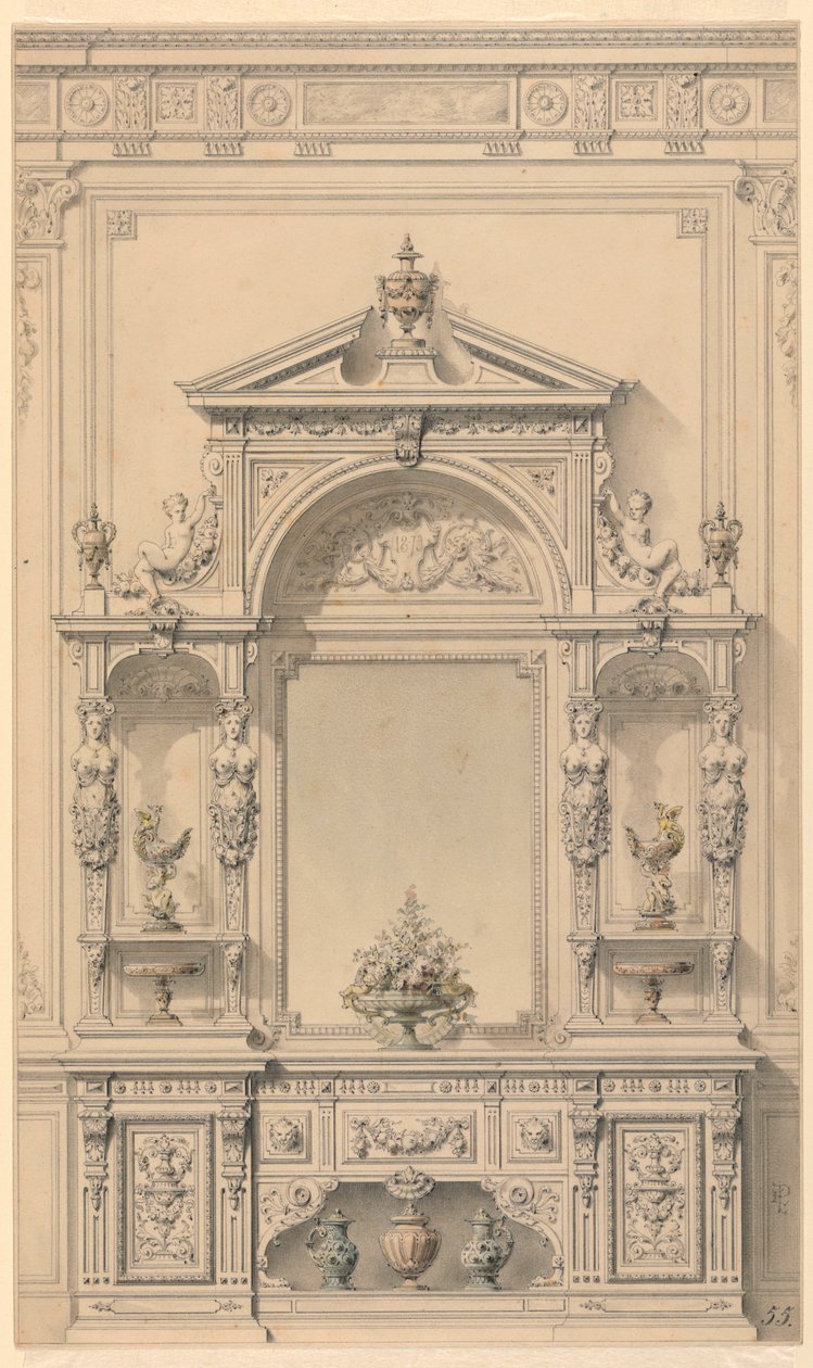 Entwurf für Meuble de Vestibule von Alexandre Eugène Prignot