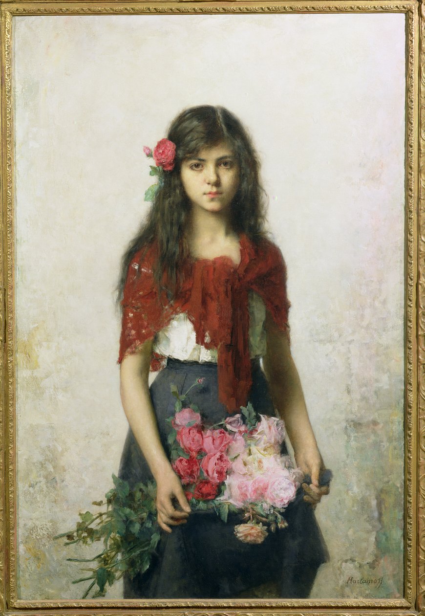 Die Blumenverkäuferin von Alexei Alexevich Harlamoff