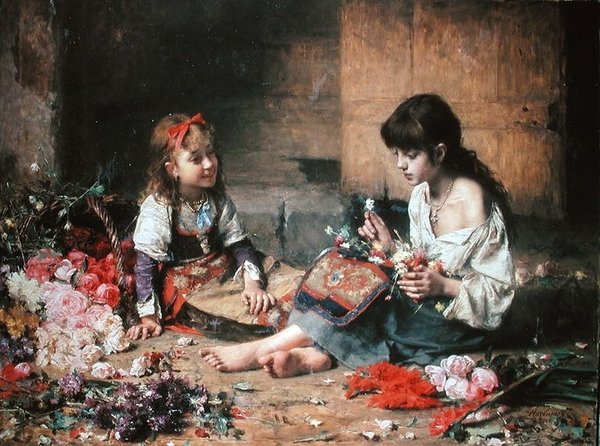Die jungen Blumenmädchen von Alexei Alexevich Harlamoff