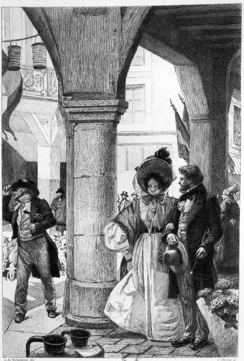 Emma Bovary spaziert mit einer Begleiterin aus 