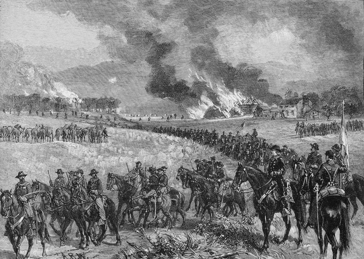 Die Nachhut: General Custers Division zieht sich vom Mount Jackson zurück, 7. Oktober 1864, Illustration aus 