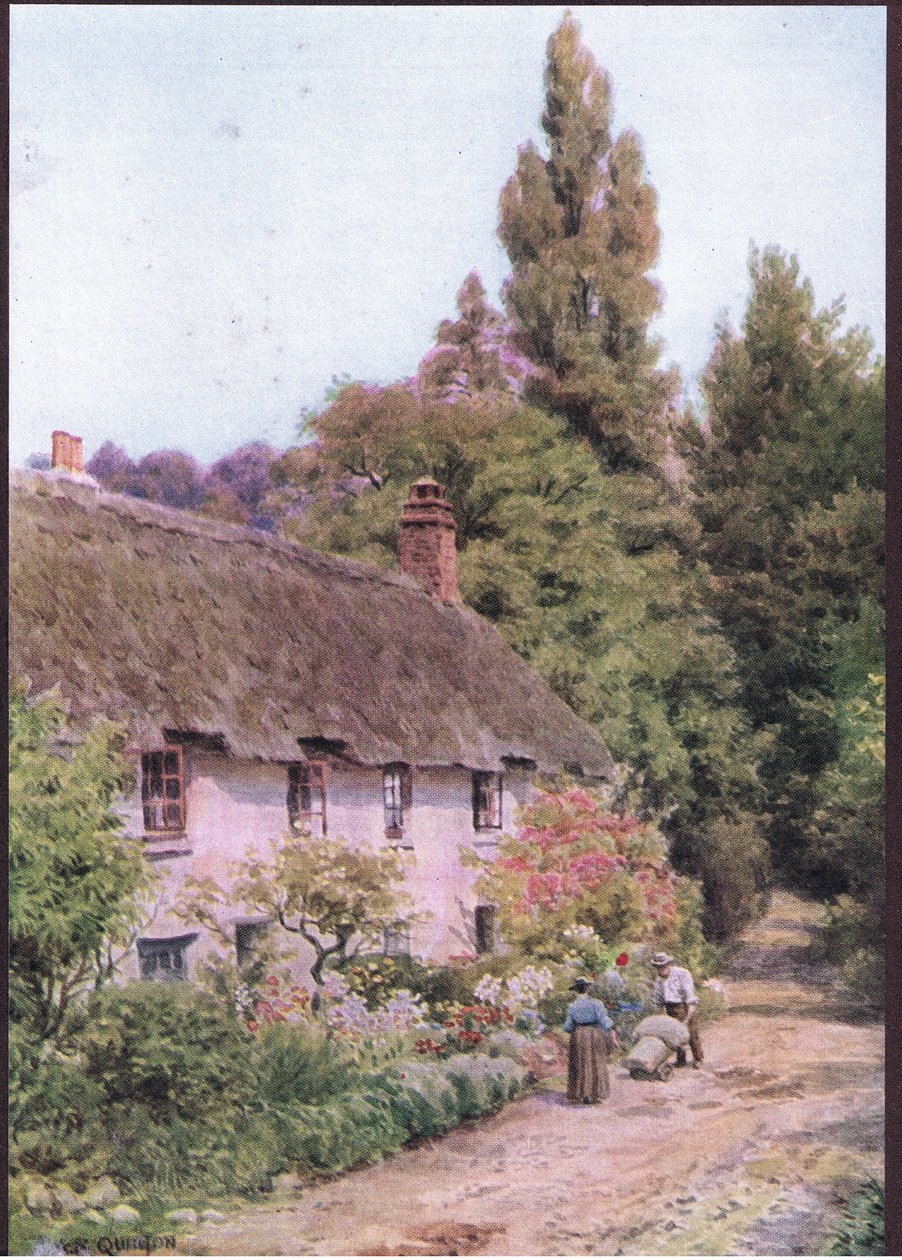 Cottages in Dunster, Somerset, aus The Cottages and the Village Life of Rural England, veröffentlicht von Dent & Sons Limited, 1912 von Alfred Robert Quinton