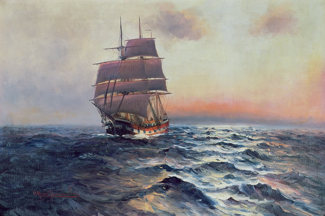 Segelschiff auf See, um 1910 von Alfred Serenius Jensen