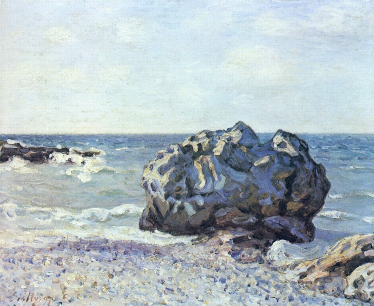 Bucht von Langland mit Felsen von Alfred Sisley