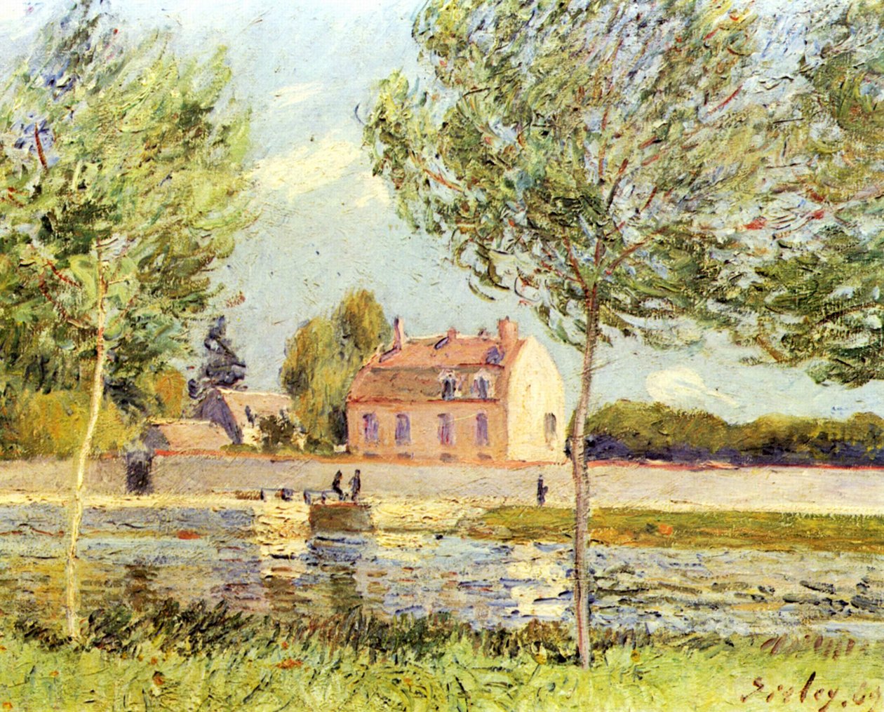 Häuser am Ufer der Loing von Alfred Sisley