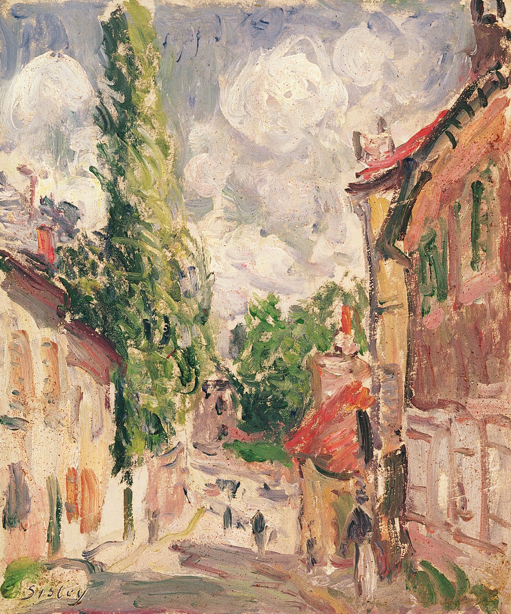 Straße in einem Dorf von Alfred Sisley