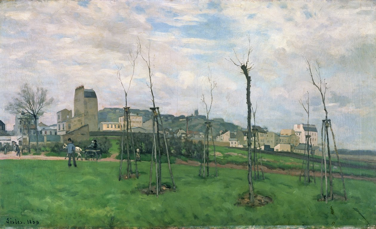 Blick auf Montmartre von der Cite des Fleurs, Les Batignolles, 1869 von Alfred Sisley