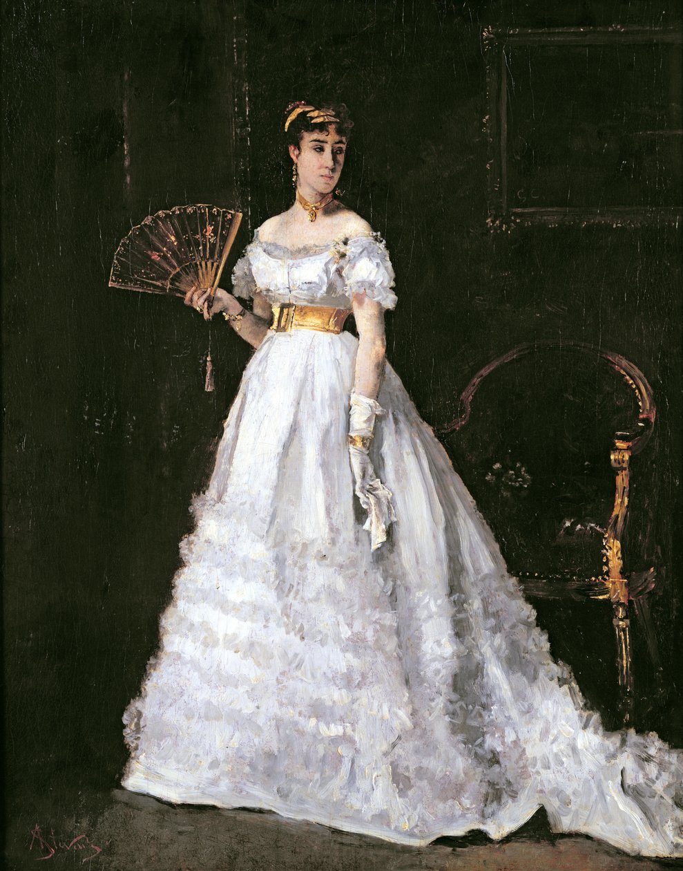 Die Frau in Weiß von Alfred Emile Stevens