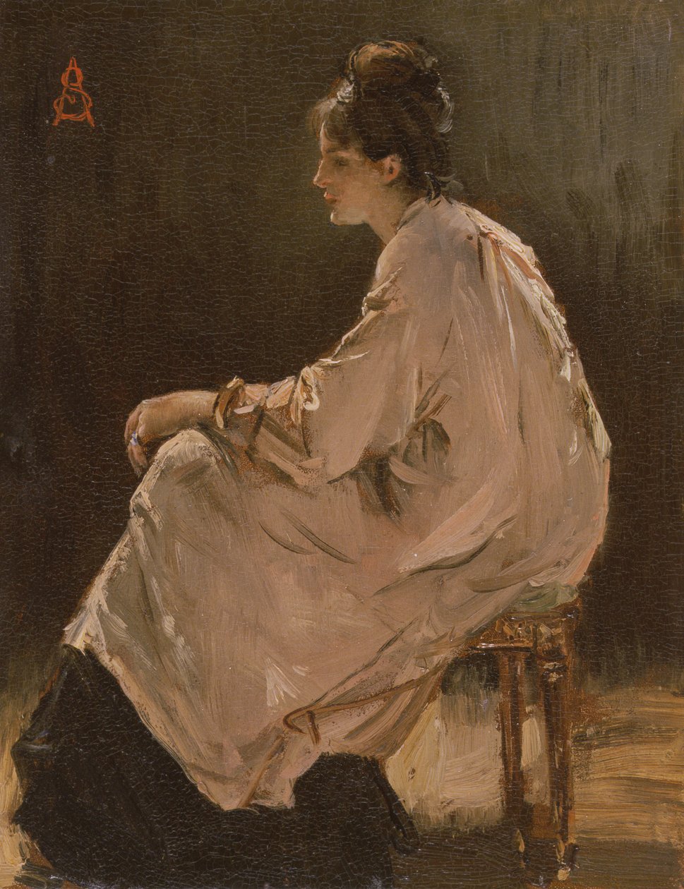 Sitzendes Mädchen von Alfred Emile Stevens