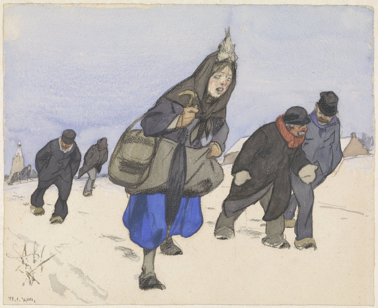 Kriegsflüchtlinge im Schnee von Alfred Ost