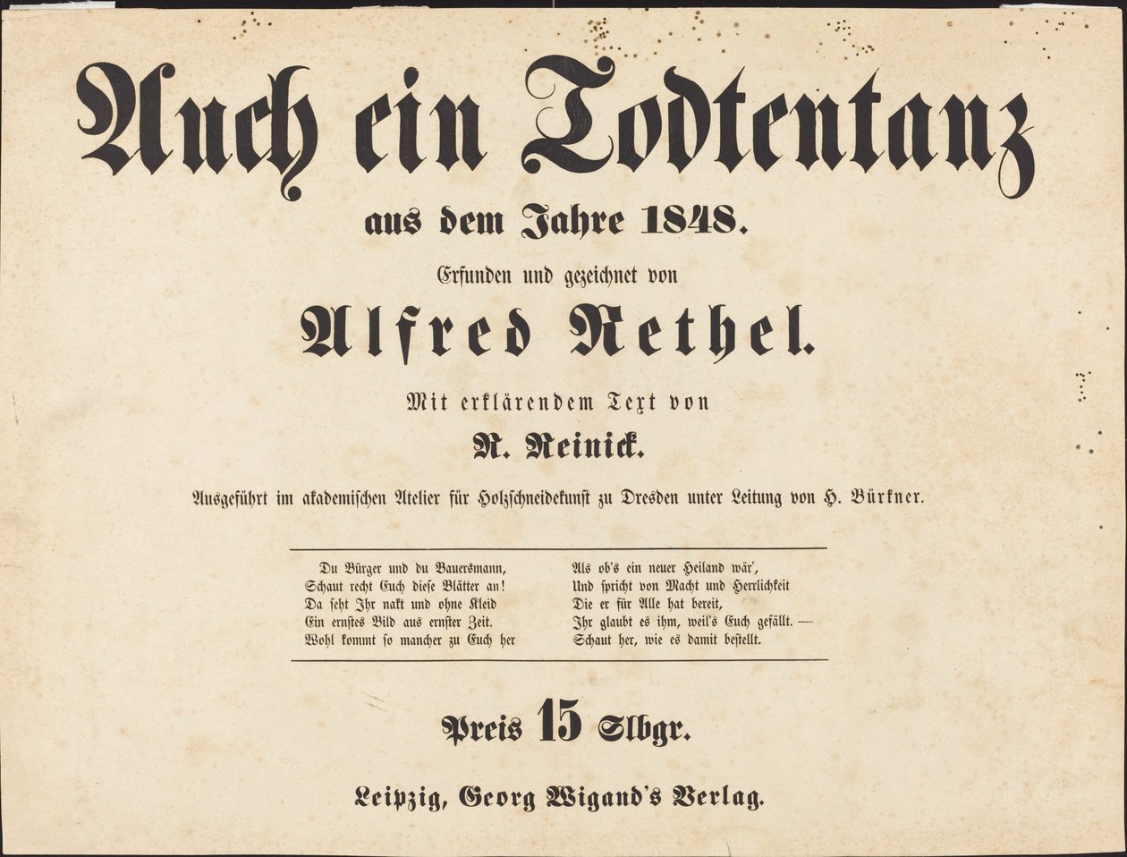 Auch ein Totentanz: Titelseite von Alfred Rethel