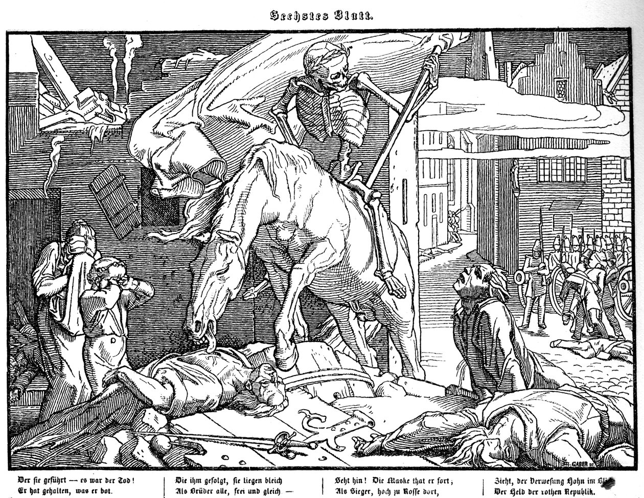 Totentanz 1848: Tod als republikanischer Held von Alfred Rethel