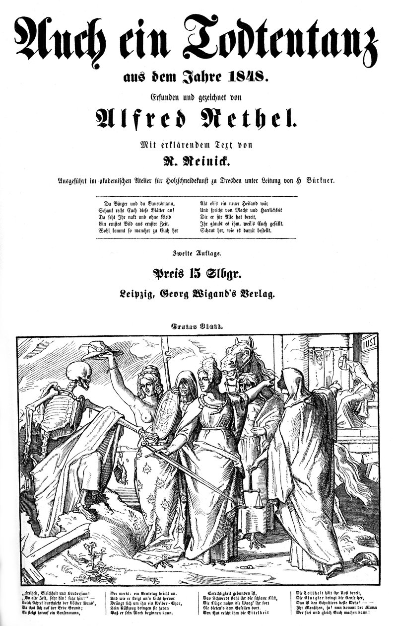 Totentanz 1848: Der Tod wird zur Erde geschickt von Alfred Rethel
