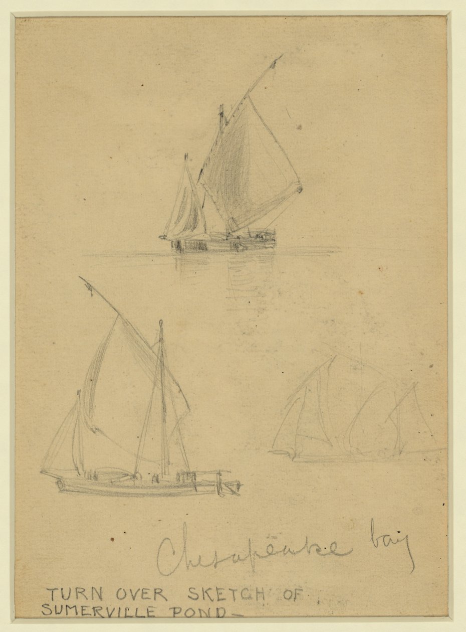 Drei Segelboote auf der Chesapeake Bay von Alfred Rudolph Waud