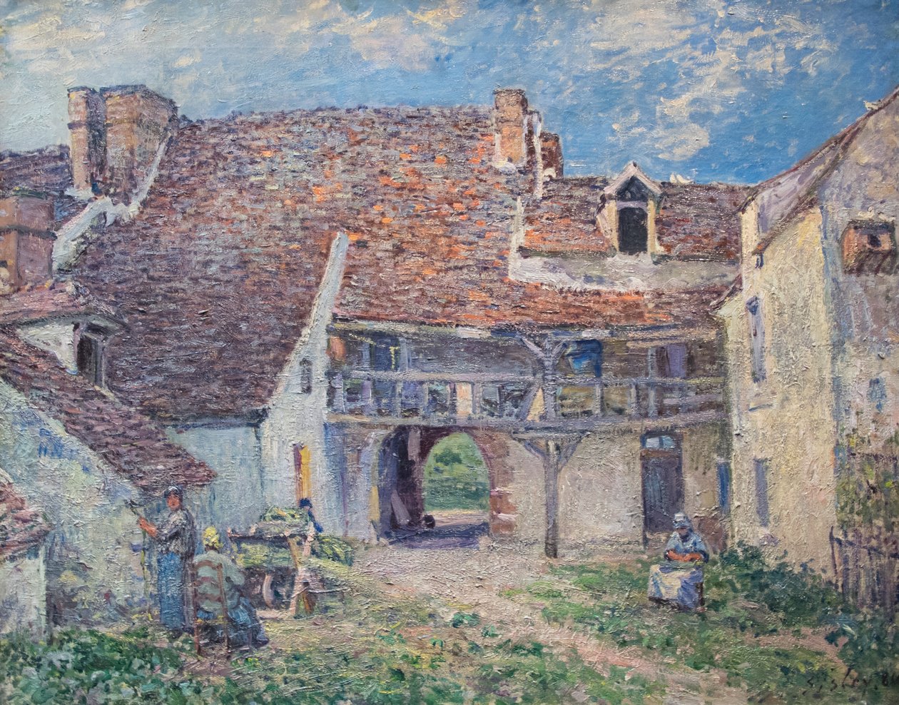 Hof eines Bauernhofs in Saint-Mammès von Alfred Sisley