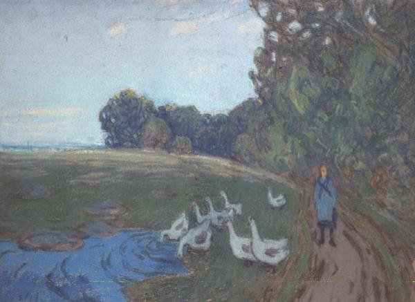 Das Gänsemädchen, ca. 1895 von Alfred Sisley