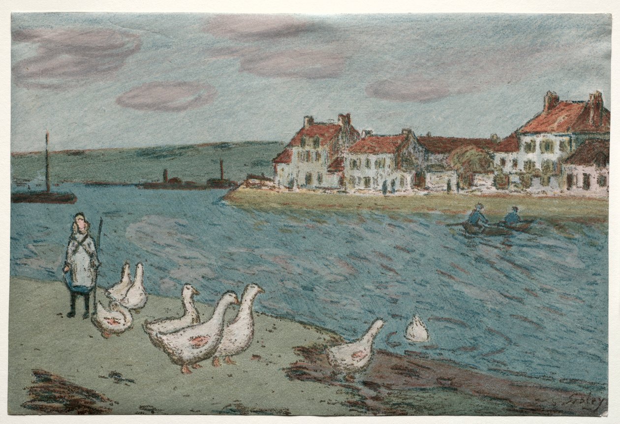 Das Flussufer oder Gänse, 1897 von Alfred Sisley
