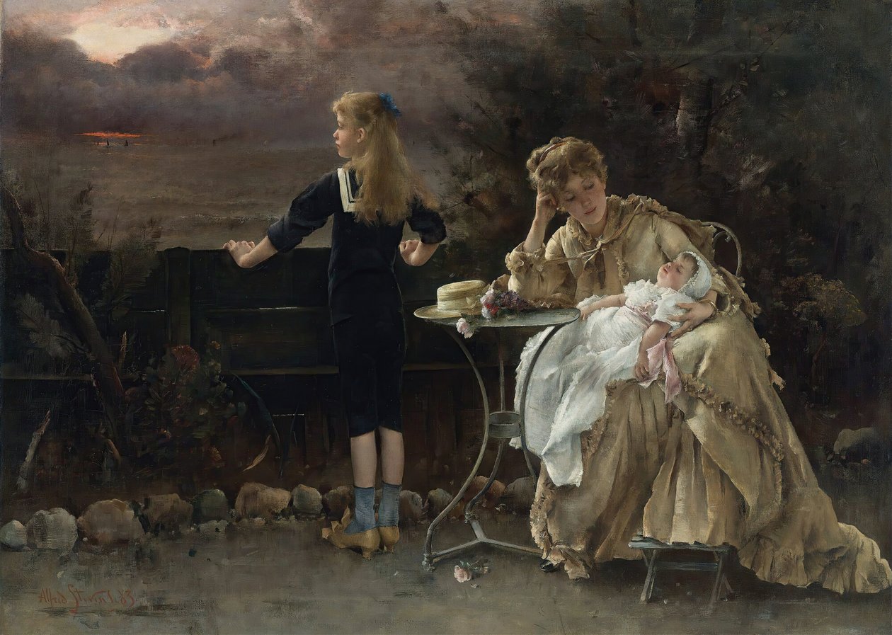 Mutter und ihre Kinder, 1883 von Alfred Emile Stevens