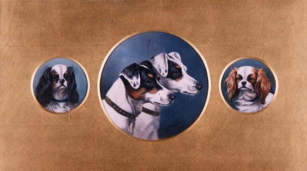 Foxterrier und King Charles Spaniels von Alfred Wheeler
