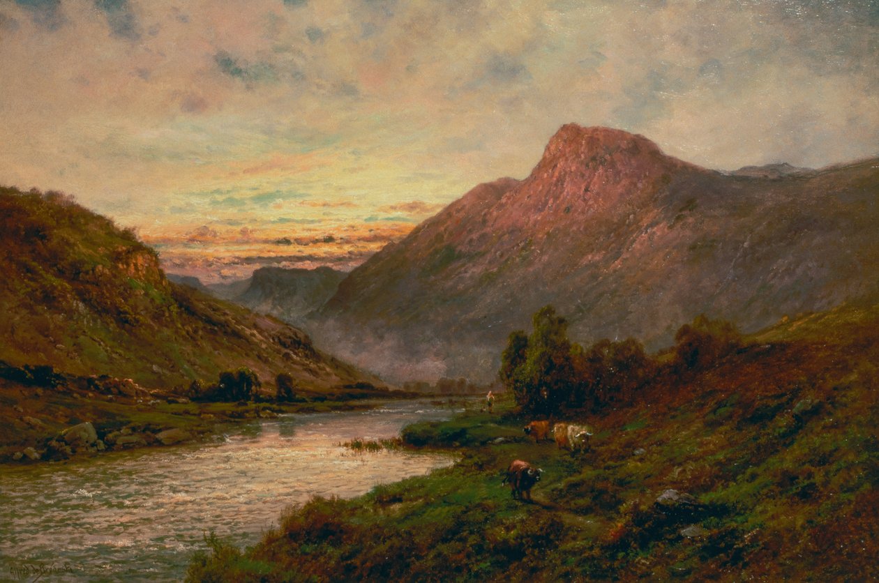 Der Tay bei Sonnenuntergang, Dunkeld von Alfred de Breanski