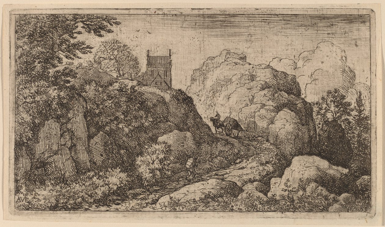 Karren in einer engen Passage von Allart van Everdingen